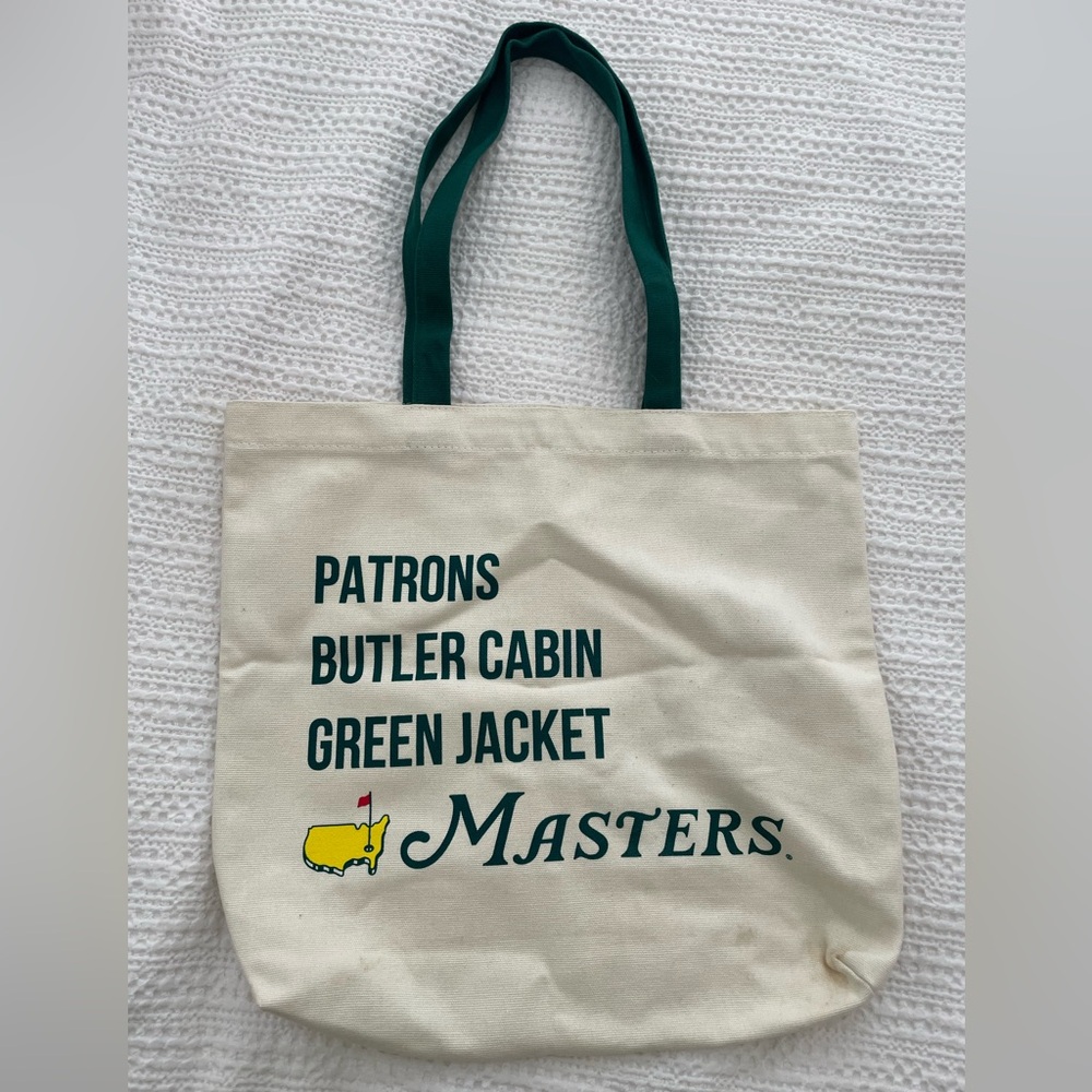 Masters Cream Tote with Green Text